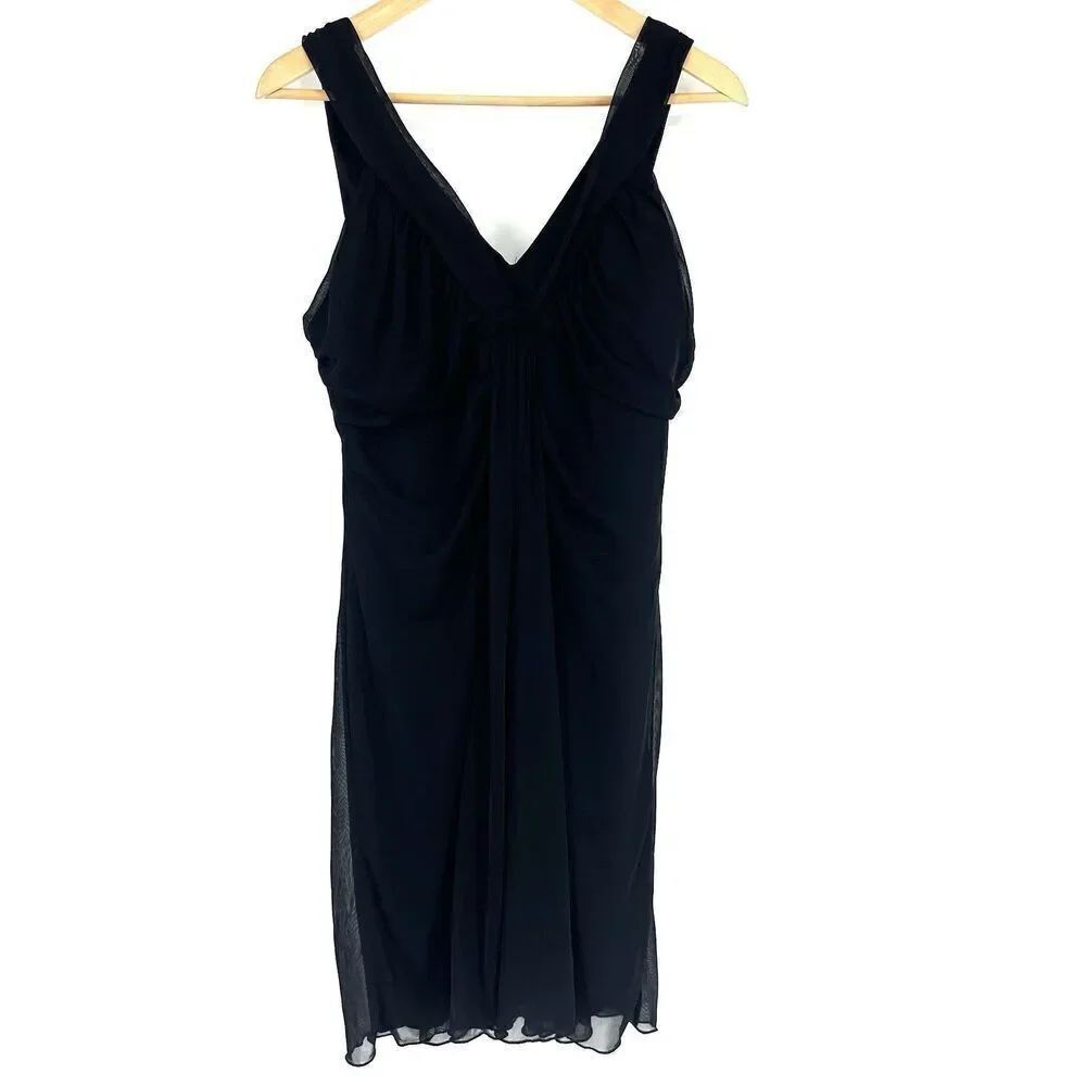 Y2K Vintage Deb Dress Size 1X Black Mesh Whimsigoth Flowy Grunge Sleeveless